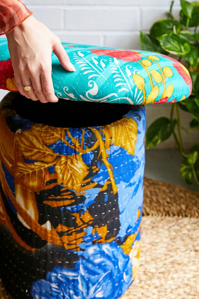 Urban Renewal One-Of-A-Kind Kantha Tall Mushroom Stool  #1