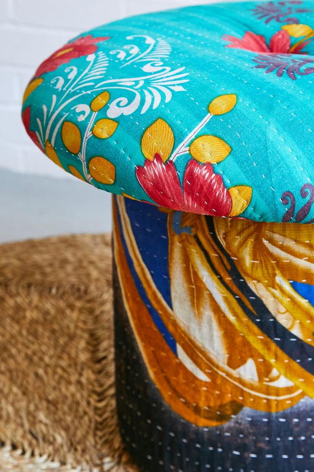 Urban Renewal One-Of-A-Kind Kantha Tall Mushroom Stool  #2