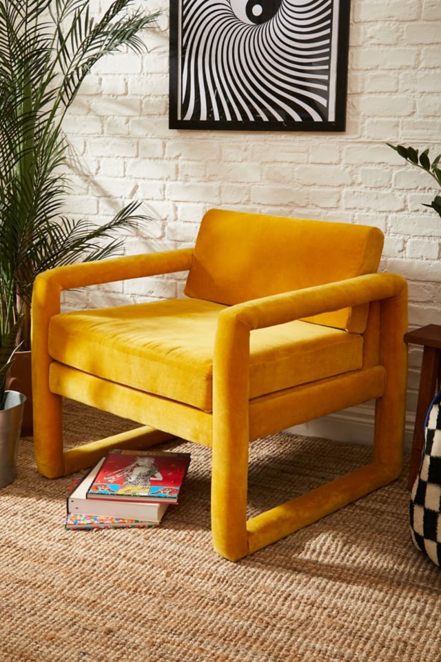 Velvet 2024 yellow armchair