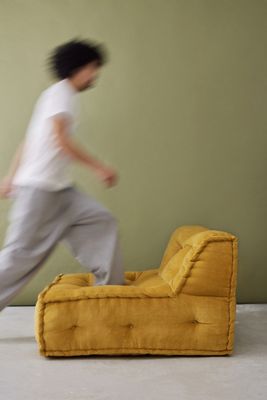 Reema Mustard Velvet Two-Seater Floor Cushion 