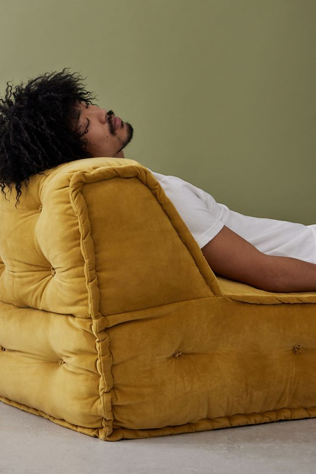 Reema Mustard Velvet Two-Seater Floor Cushion #1