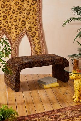 Juliette Leopard Velvet Bench 