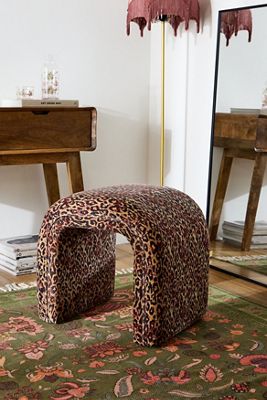 Juliette Leopard Velvet Stool