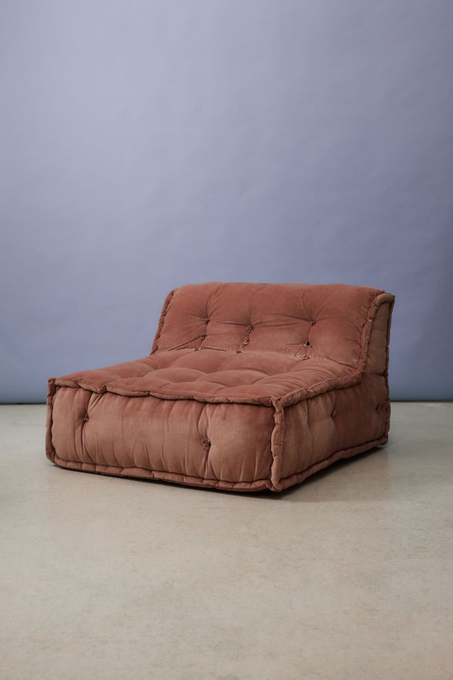 Reema Blush Velvet Two-Seater Floor Cushion #1