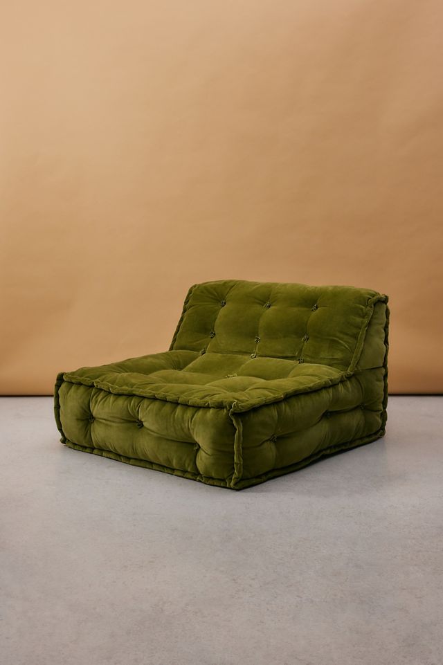 Reema Dark Green Velvet Two-Seater Floor Cushion