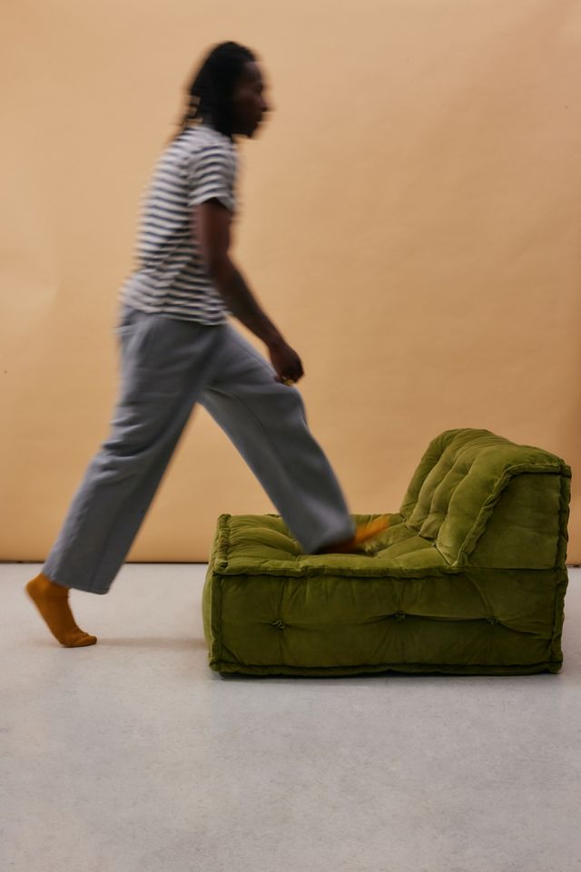 Reema Dark Green Velvet Two-Seater Floor Cushion #2