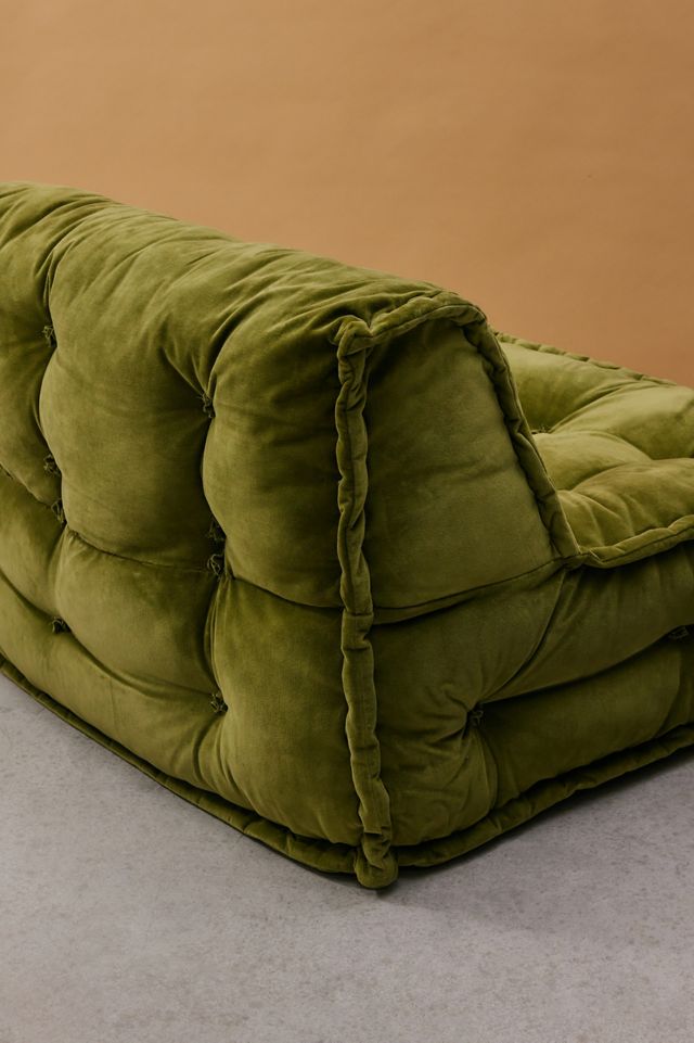 Reema Dark Green Velvet Two-Seater Floor Cushion #3
