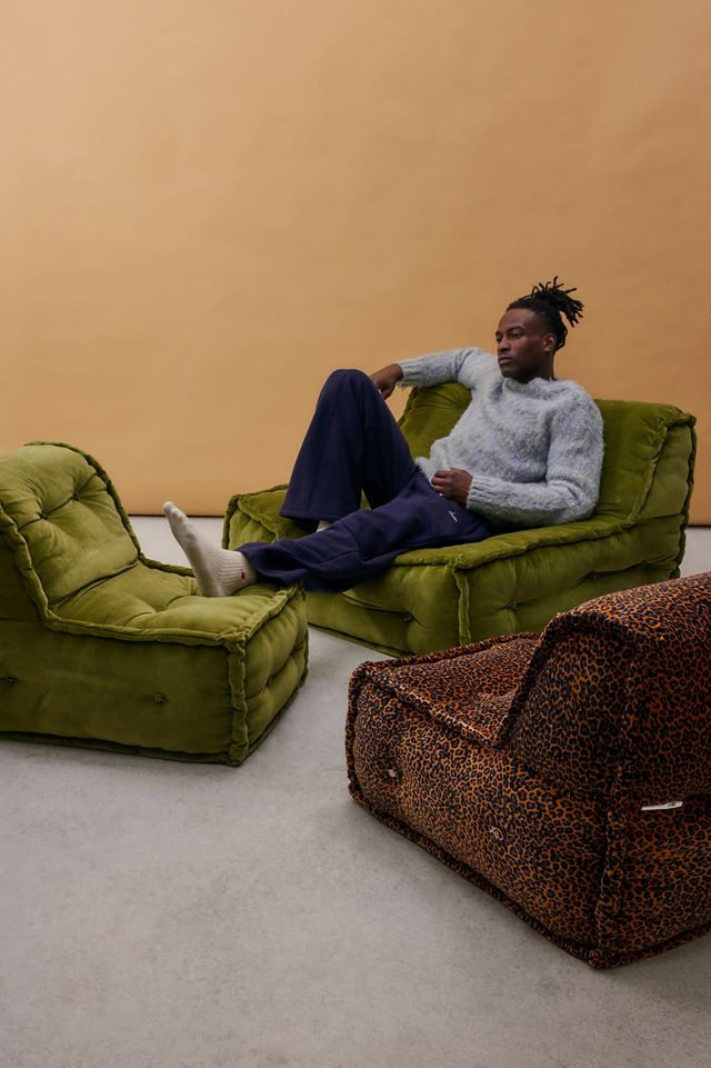 Reema Dark Green Velvet Two-Seater Floor Cushion #5