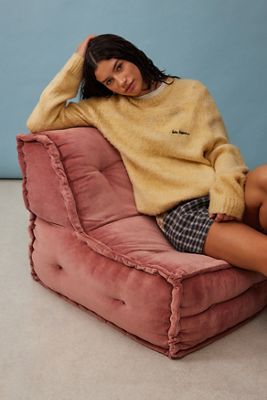 Reema Blush Velvet One-Seater Floor Cushion