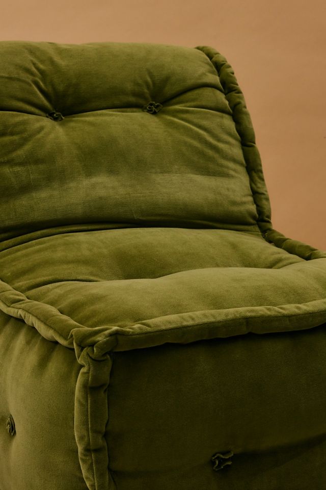 Reema Dark Green Velvet One-Seater Floor Cushion #4