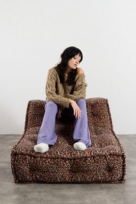 Reema Leopard Print Velvet Two-Seater Floor Cushion