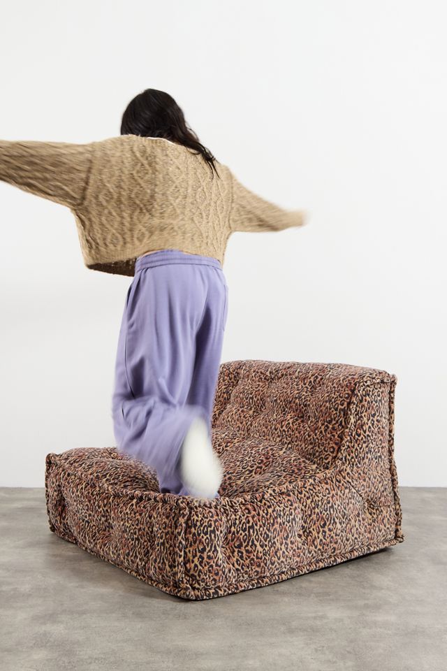 Reema Leopard Print Velvet Two-Seater Floor Cushion #3