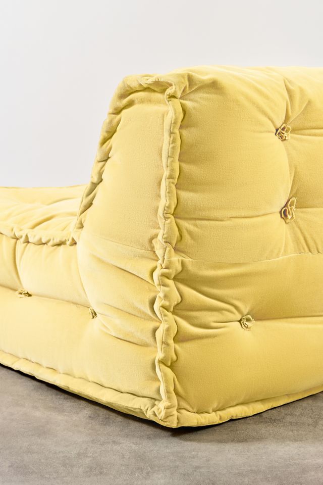 Reema Butter Yellow Two-Seater Velvet Floor Cushion #3