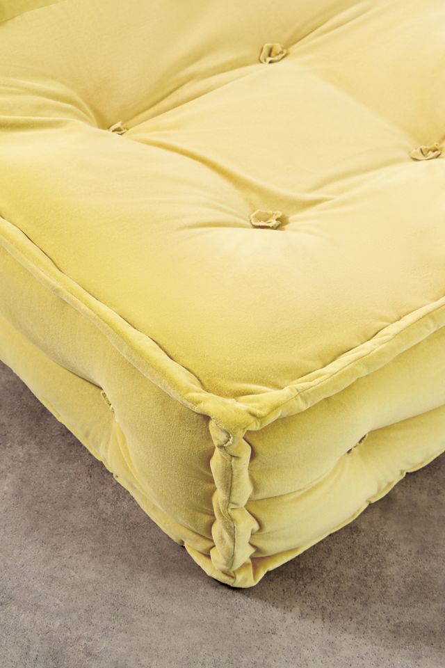 Reema Butter Yellow Two-Seater Velvet Floor Cushion #5
