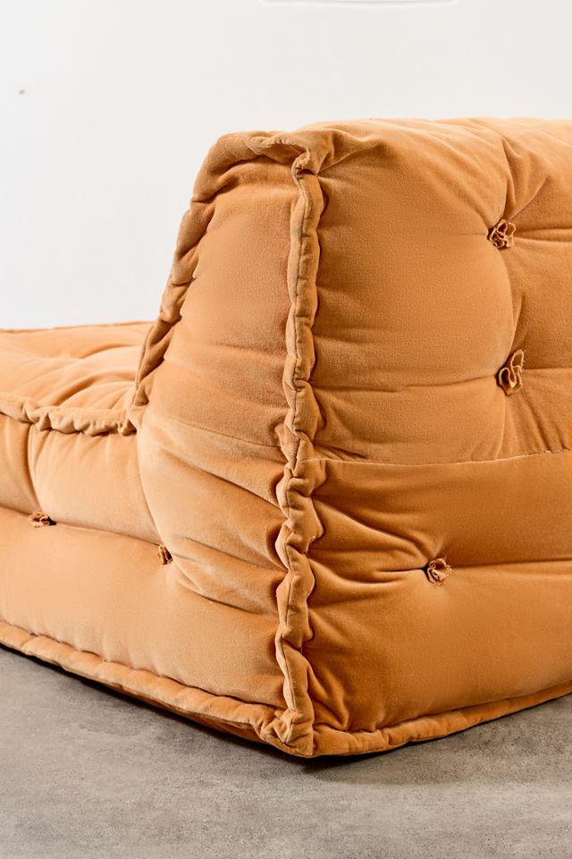 Reema Orange Two-Seater Velvet Floor Cushion #3