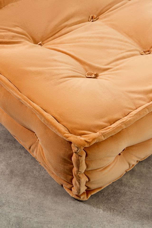 Reema Orange Two-Seater Velvet Floor Cushion #4