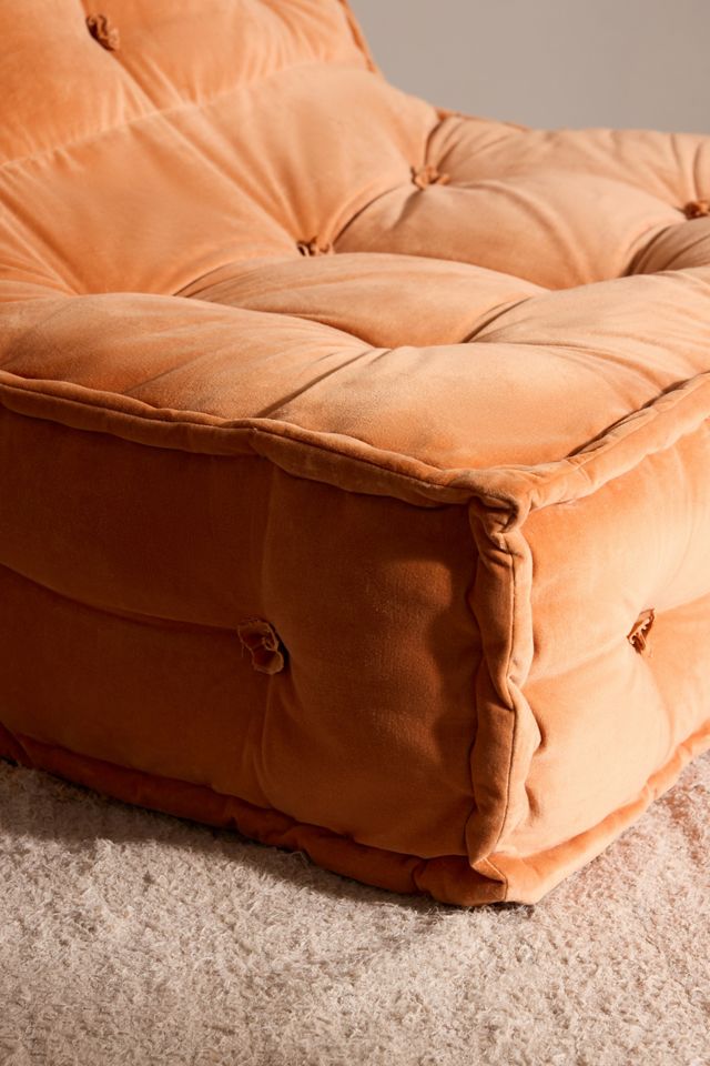 Reema Orange Two-Seater Velvet Floor Cushion