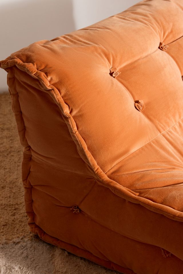 Reema Orange Two-Seater Velvet Floor Cushion