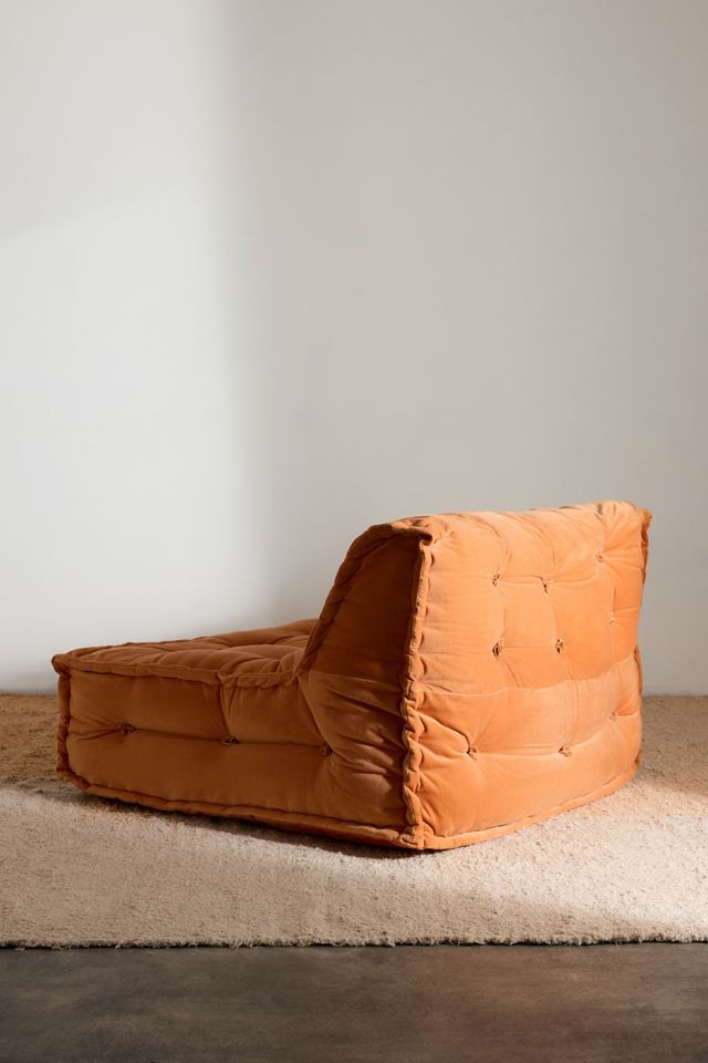 Reema Orange Two-Seater Velvet Floor Cushion