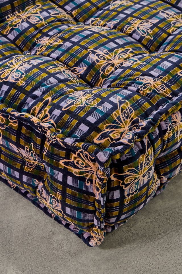 Reema Check Two-Seater Velvet Floor Cushion #3