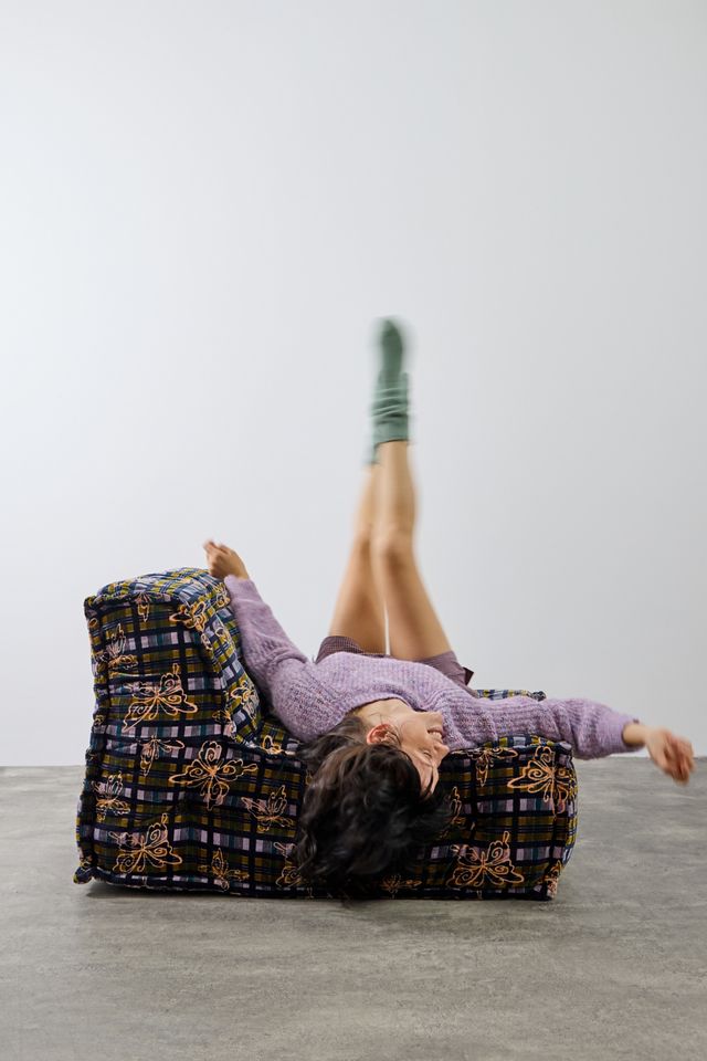 Reema Check Two-Seater Velvet Floor Cushion #5