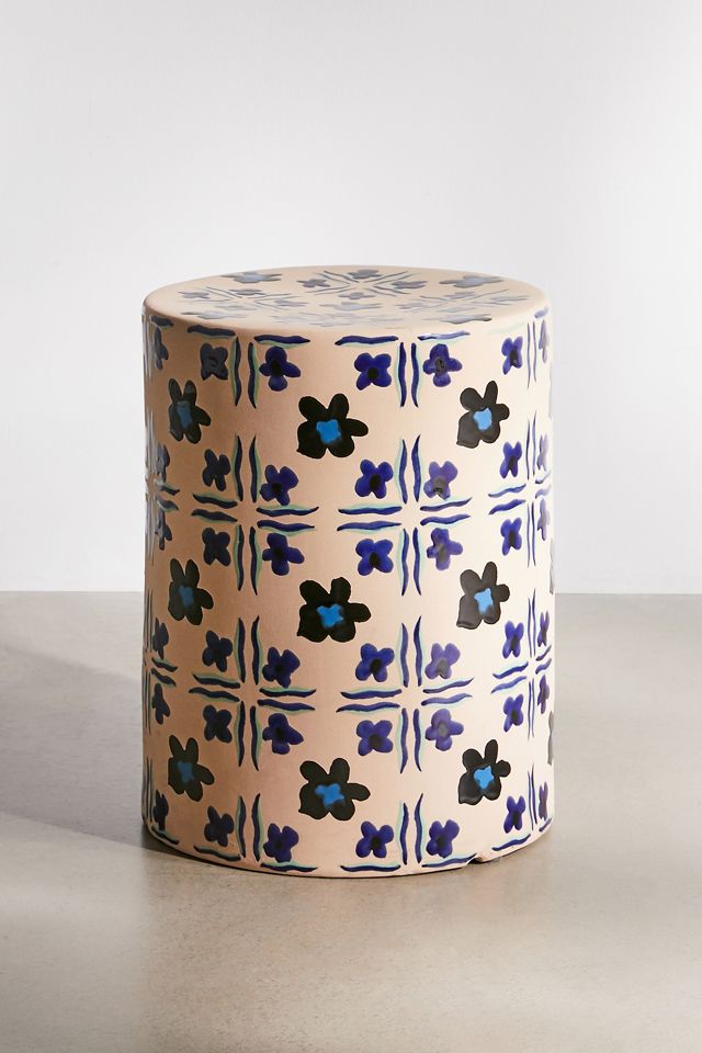 Cross Stitch Ceramic Side Table #1