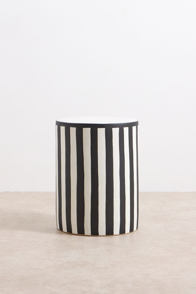 Black & White Striped Side Table #1