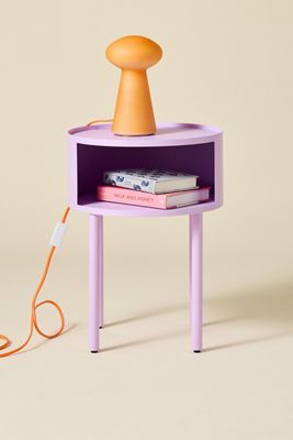 Lucie Lilac Iron Cutout Storage Nightstand