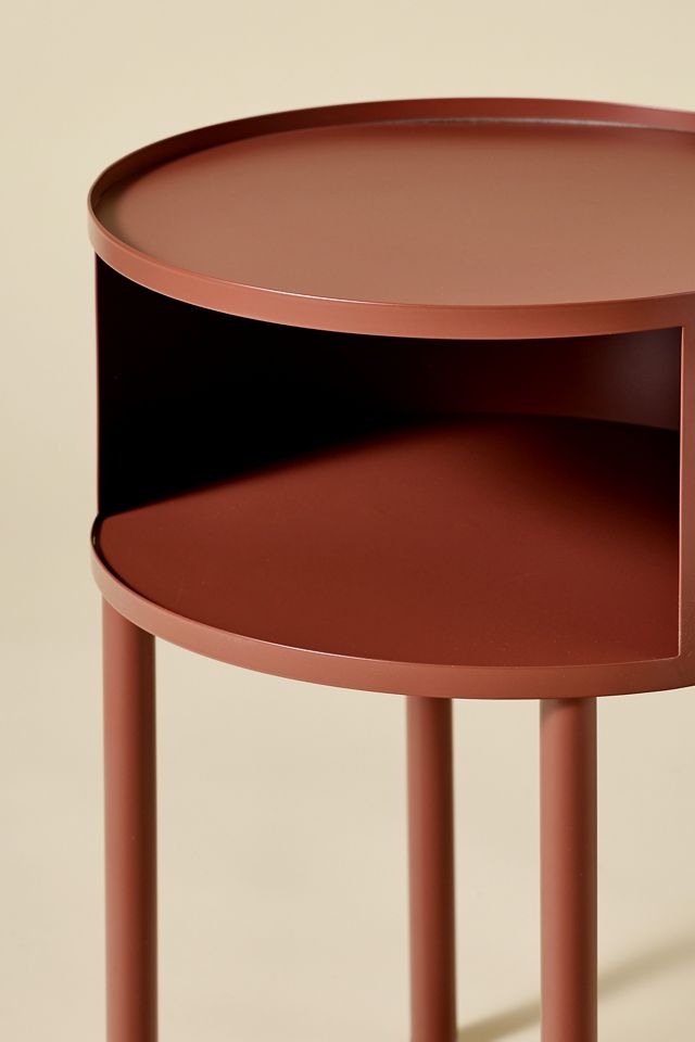 Table de chevet de rangement en fer avec découpes Lucie Terracotta #2