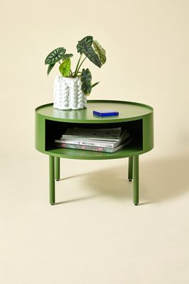 Lucie Green Round Iron Storage Coffee Table