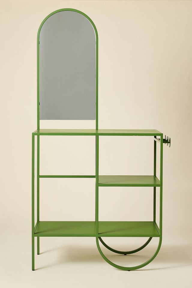 Lucie Green Iron Mirror Entryway Storage Console #1
