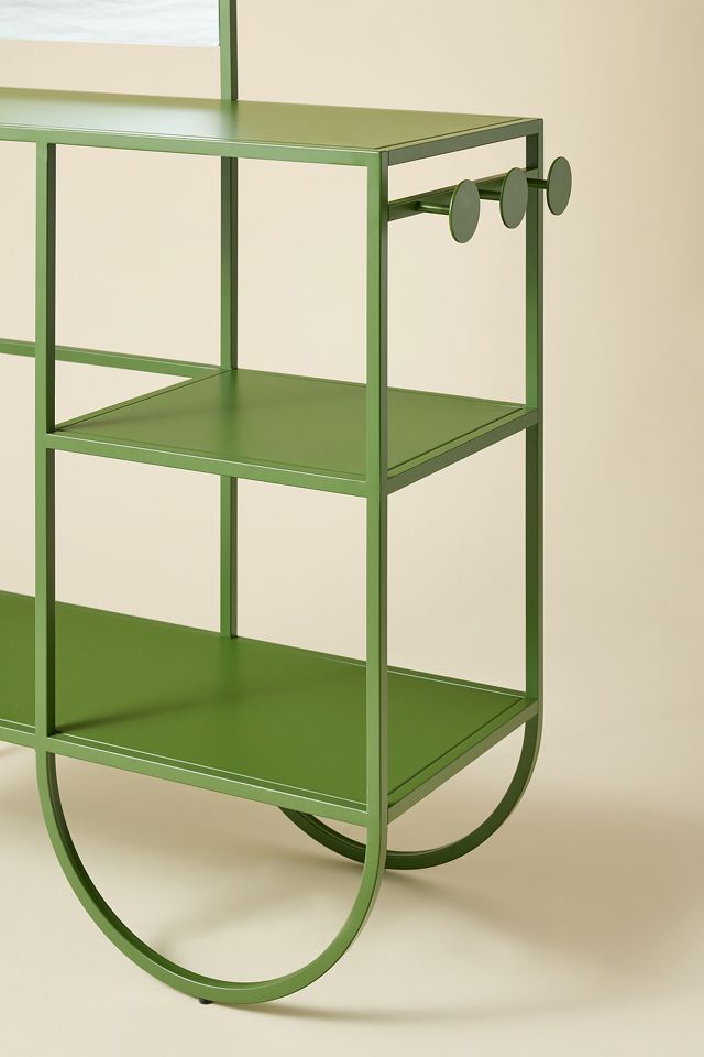 Lucie Green Iron Mirror Entryway Storage Console #2