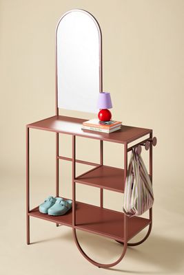 Lucie Terracotta Iron Mirror Entryway Storage Console