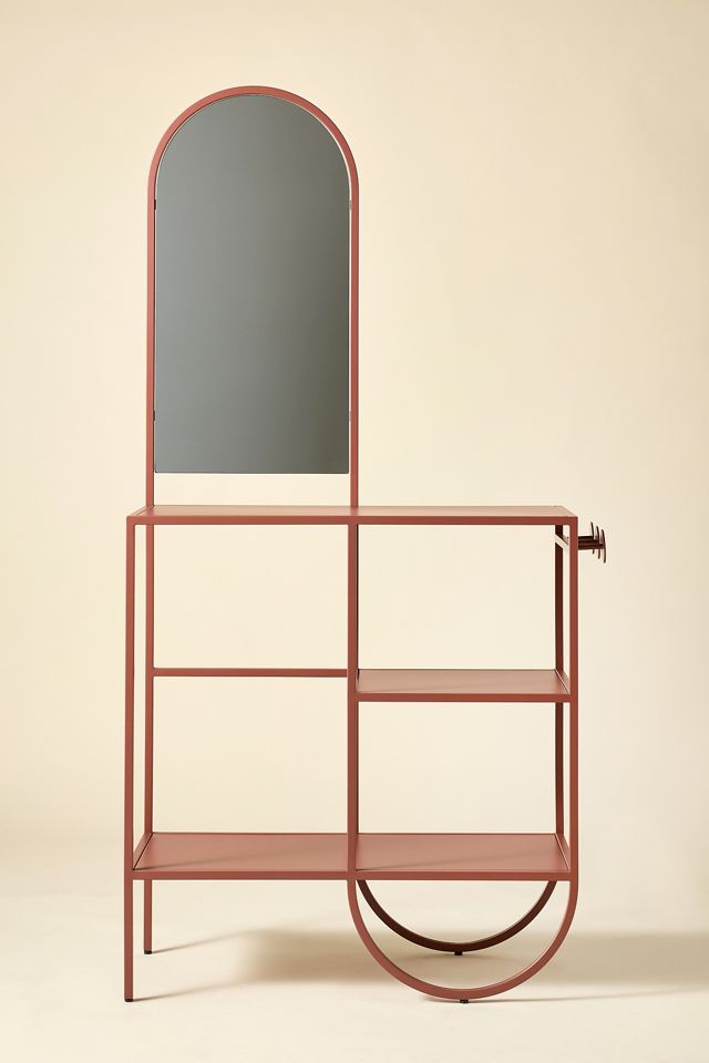 Lucie Terracotta Iron Mirror Entryway Storage Console #1