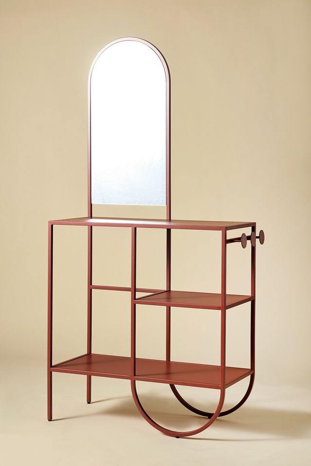 Lucie Terracotta Iron Mirror Entryway Storage Console #3