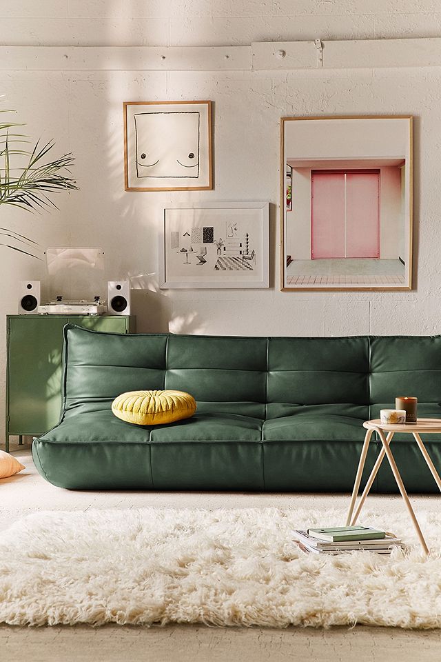 Greta Xl Green Faux Leather Sofa Bed
