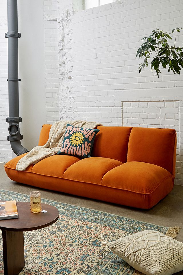 Theo Orange Velvet XL Sofa Bed