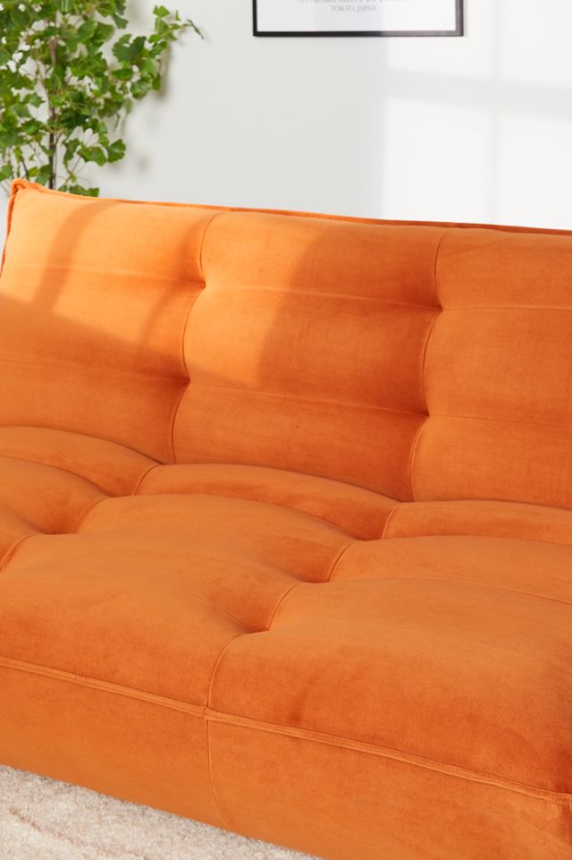 Greta Orange Two-Seater Velvet Sofa Bed #1
