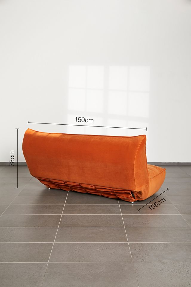 Greta Orange Two-Seater Velvet Sofa Bed #3