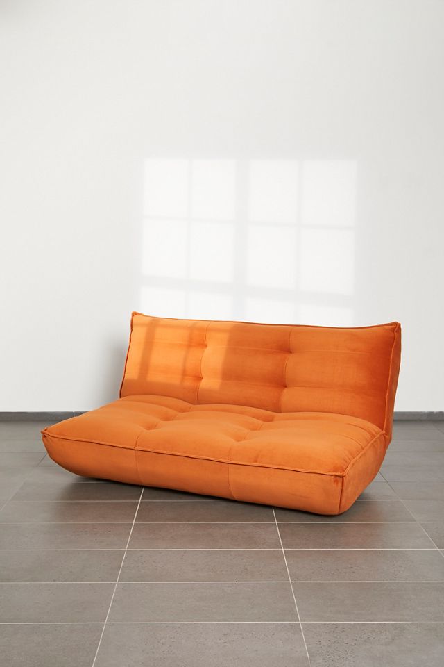 Greta Orange Two-Seater Velvet Sofa Bed #5