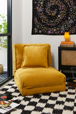 Keoni Yellow Corduroy Single Sofa Bed