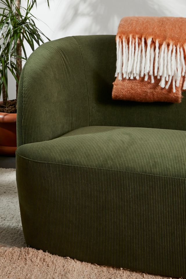 Marcia Green Corduroy Three Seat Sofa #1
