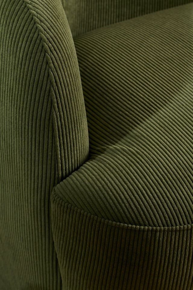 Marcia Green Corduroy Three Seat Sofa #2