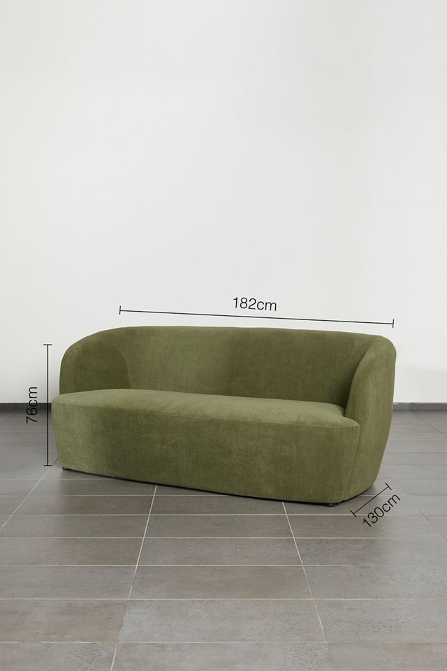 Marcia Green Corduroy Three Seat Sofa #3