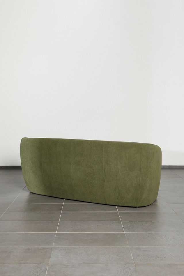 Marcia Green Corduroy Three Seat Sofa #4