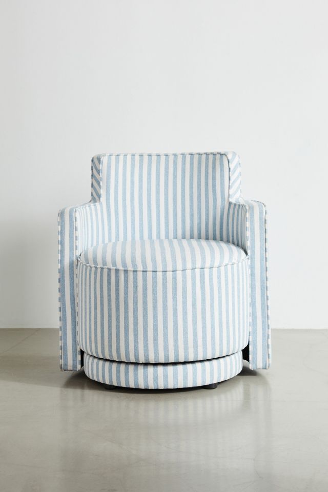 Blue and white store striped swivel chair