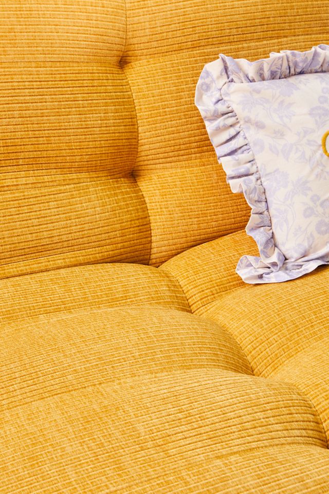 Greta Two-Seater Yellow Jumbo Corduroy Sofa Bed #2