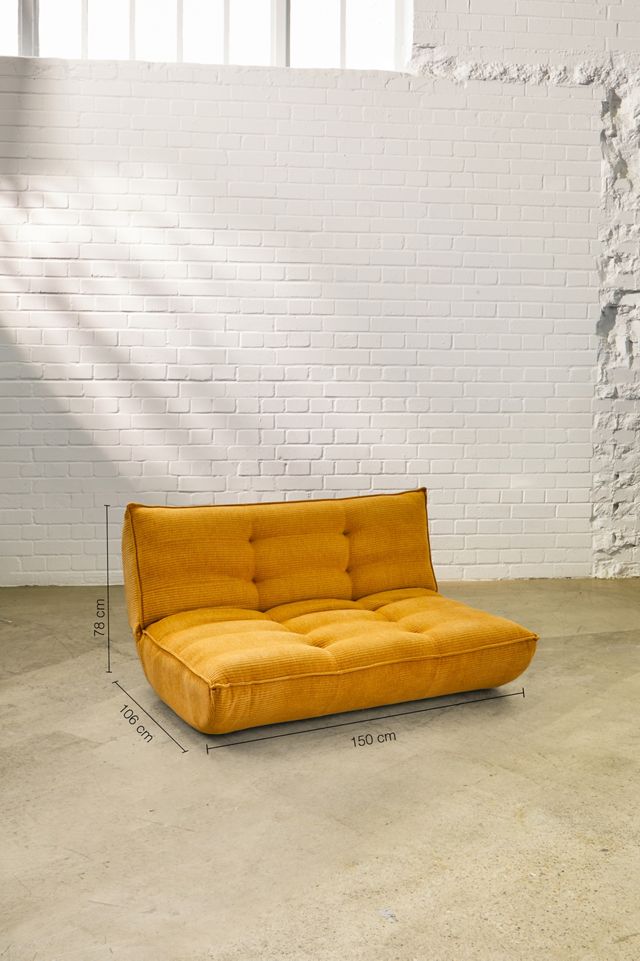Greta Two-Seater Yellow Jumbo Corduroy Sofa Bed #3