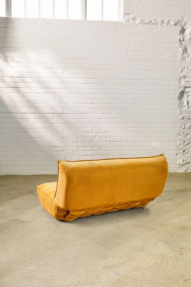Greta Two-Seater Yellow Jumbo Corduroy Sofa Bed #5