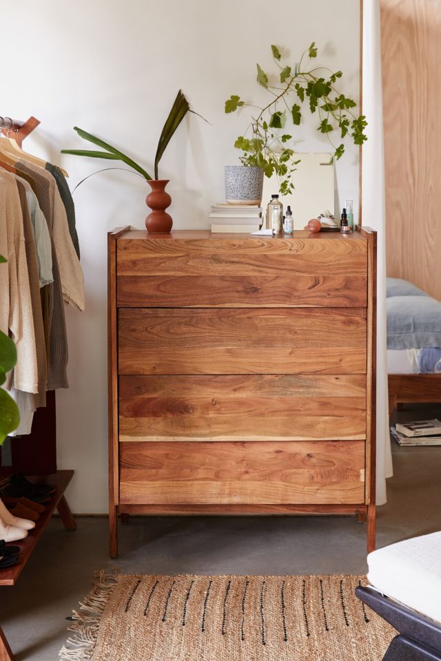 Acacia wood deals tall dresser